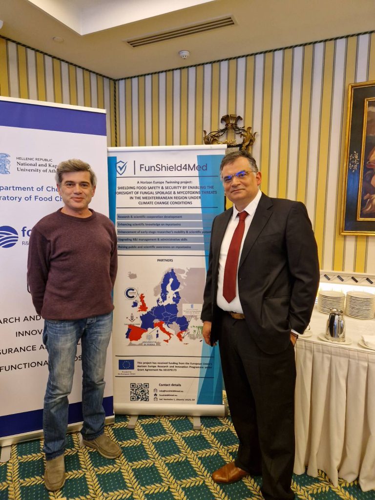 FS4M COO Dr P. Natskoulis and NKUA Leader Prof. C. Proestos in front of project's banner.
